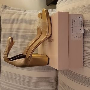 Chinese Laundry Women's Teri Sandal heel clear gold 10